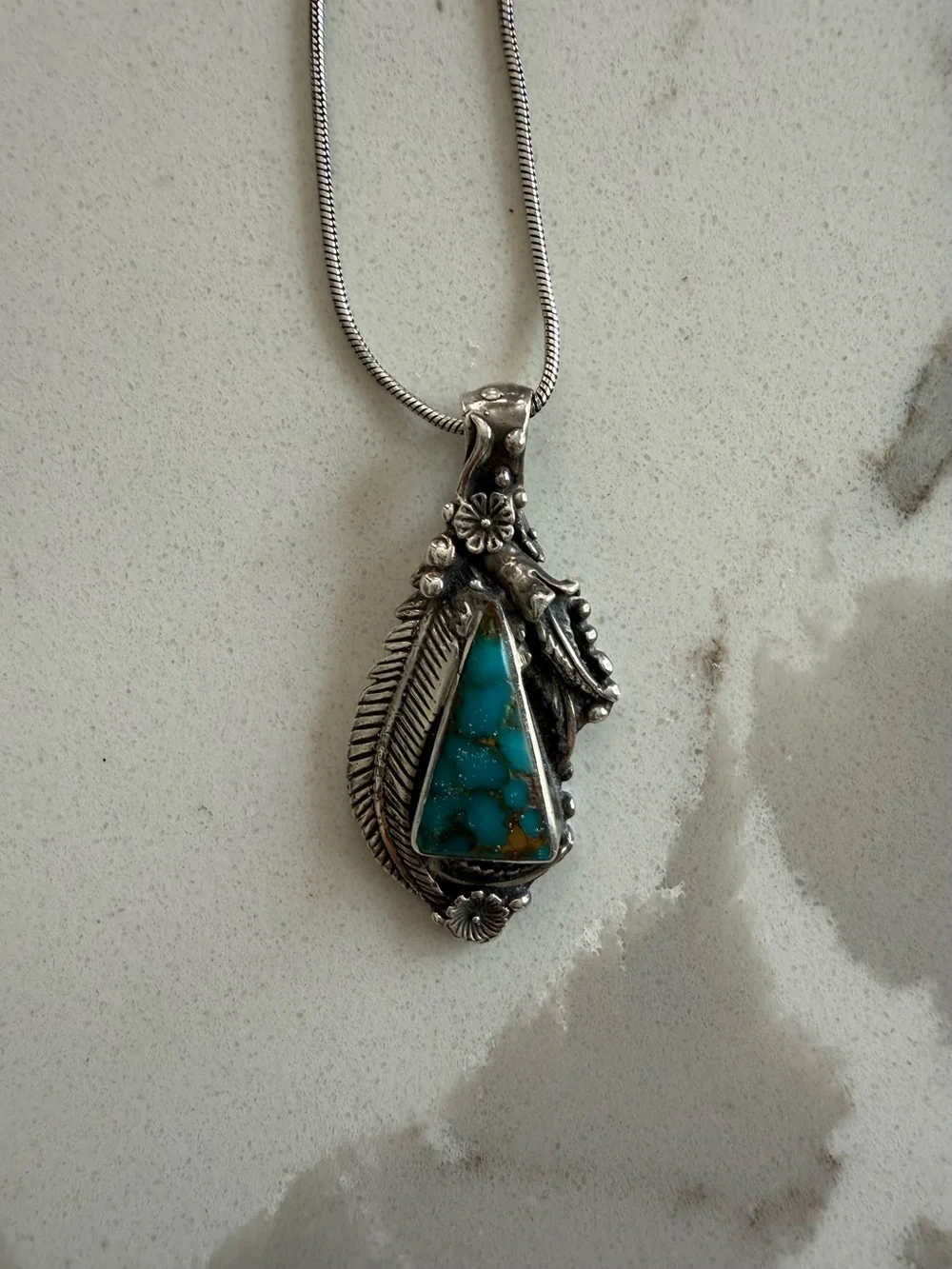Durango Silver Company Sterling Silver Turquoise Teardrop Pendant Necklace